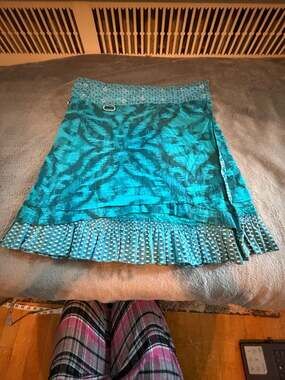 Moshiki Hot Cookie Reversible Wrap Skirt with Ruffled Hem